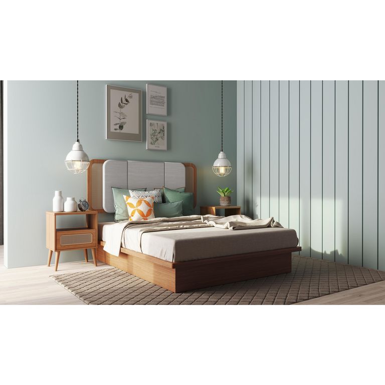Respaldo + 2 Veladores 2 plazas TW156 Gris