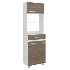 TUHOME - Mueble Microondas Alto 1 Puerta 1 Cajon Luna Avellana/Blanco