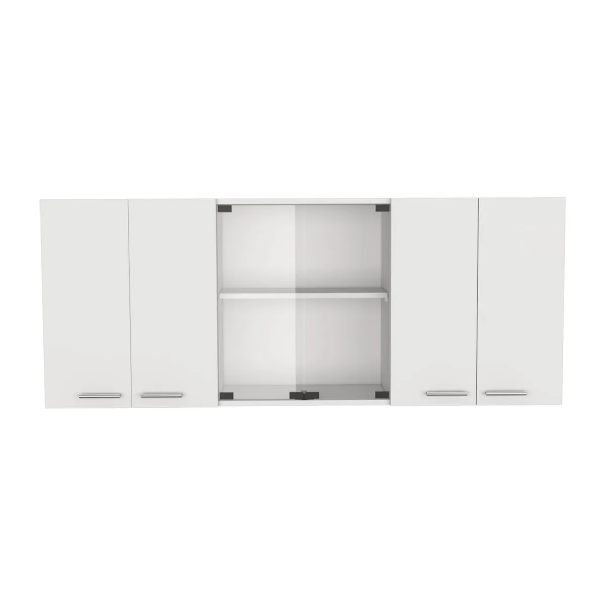 TUHOME - Mueble Superior Cocina 4 Puertas 2 Vidrio 60X150X31,5 Cm Blanco
