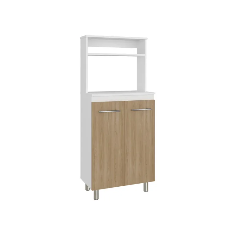 Mueble Microondas Sedona 140X60X35,3 Cm Blanco Mqz Y Fresno Europeo