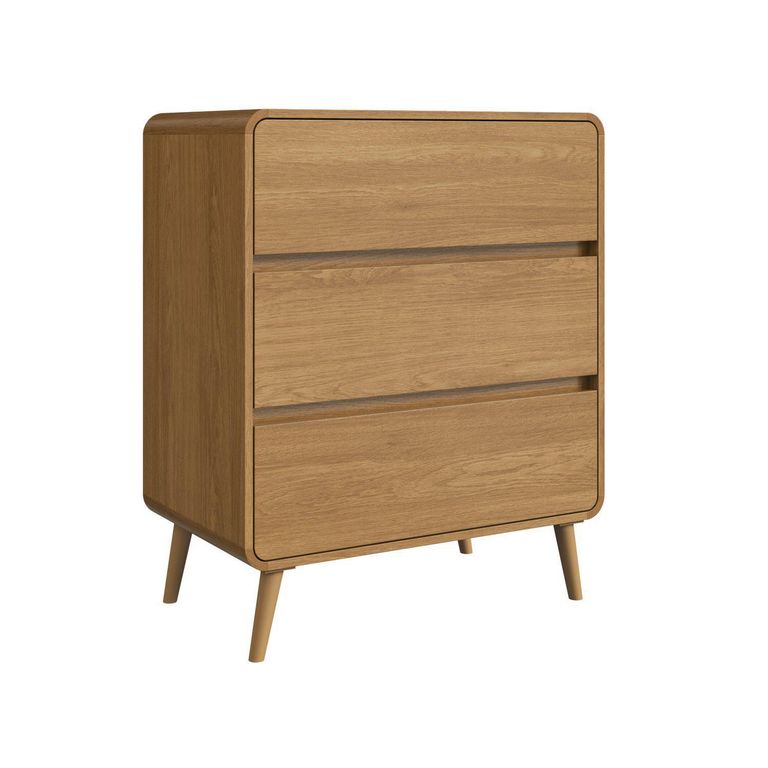 Cómoda Infantil 3 Cajón(es) Retro 76.5x92.5x45 cm Roble