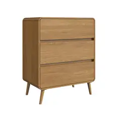 KIDSCOOL - Cómoda Infantil 3 Cajón(es) Retro 76.5x92.5x45 cm Roble