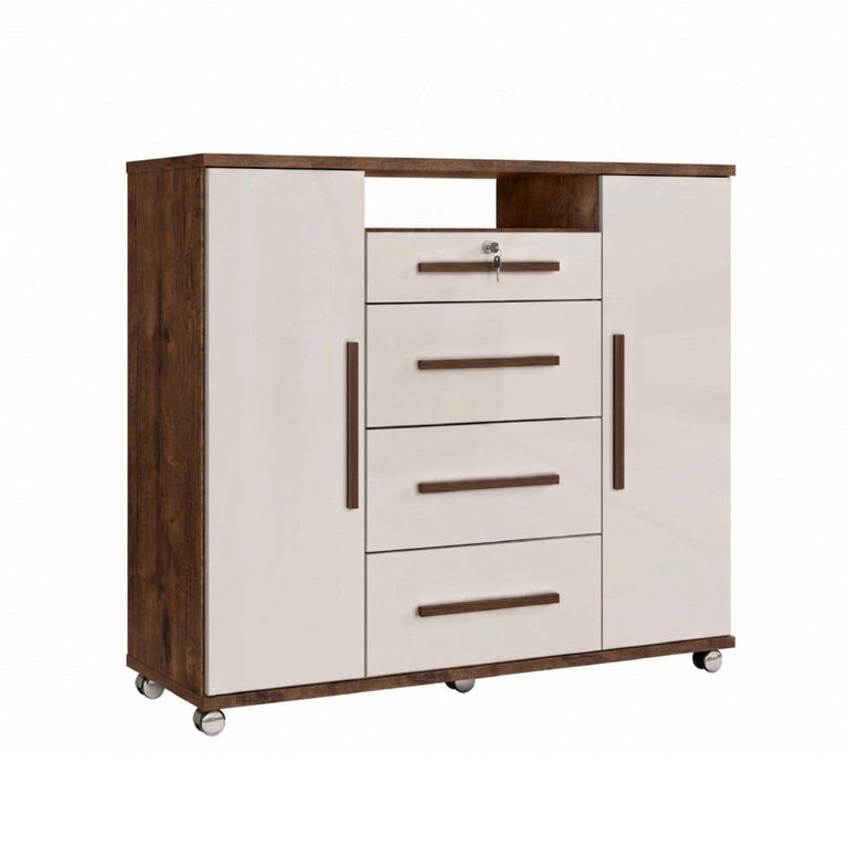 Cómoda Zapatero 4 Cajón(es) 135x119x44.8 cm Canela/Arena