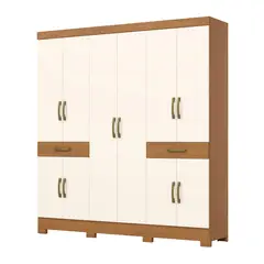 HOME MOBILI - Clóset 10 Puerta(s) 2 Cajón(es) 5 Repisa(s) 200x215x46.5 cm Blanco