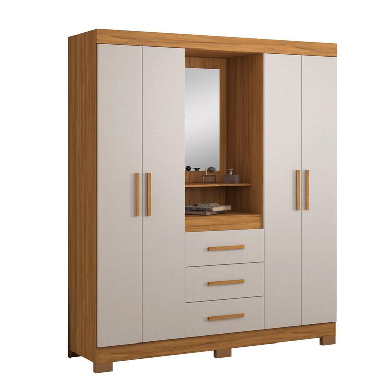 Clóset con Espejo 4 Puerta(s) 3 Cajón(es) 5 Repisa(s) 160.9x187x44 cm Blanco