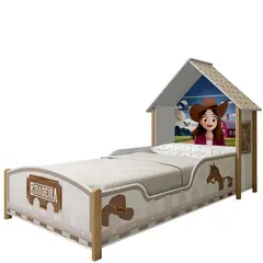 DECOCASA - Cama 1 plaza Infantil Vaquera Beige