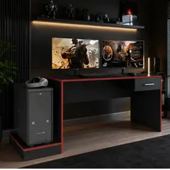 EXIT - Escritorio Gamer Negro/Rojo 160.5x74.5x55.5 cm