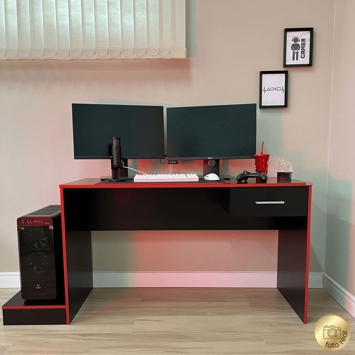 EXIT - Escritorio Gamer Negro/Rojo 160.5x74.5x55.5 cm