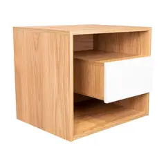 TUHOME - Velador 1 Cajón(es) Bud 50x43x41.5 cm Fresno/Blanco