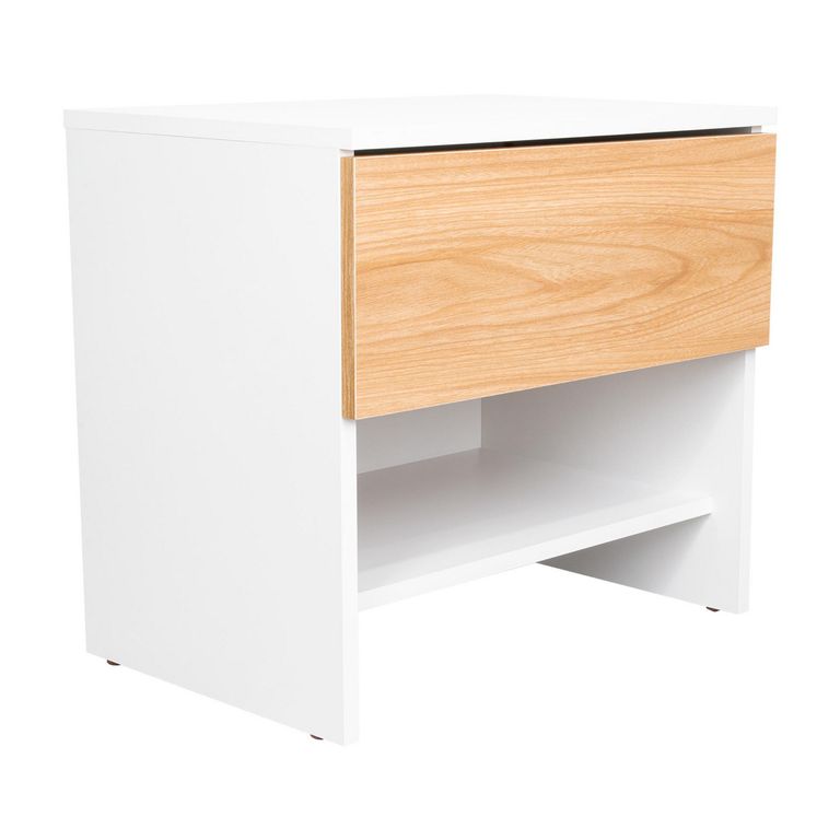 Velador 1 Cajón(es) Dassel 50x46.6x35 cm Blanco/Fresno