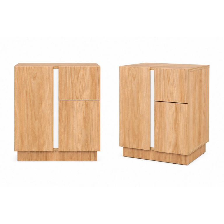 Set 2 Veladores 2 Cajón(es) Carmi 45x52x40 cm Fresno/Blanco