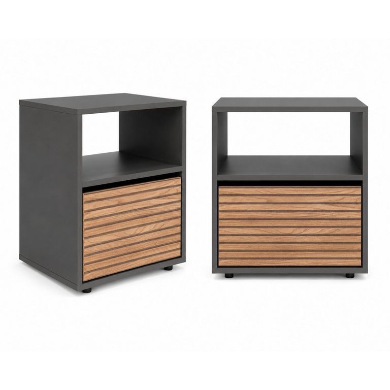 Set 2 Veladores Galanto 50x52x40 cm Plomo/Lenno