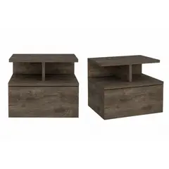 TUHOME - Set 2 Veladores 2 Cajón(es) Dreams 35.6x29.5x33.6 cm Café oscuro