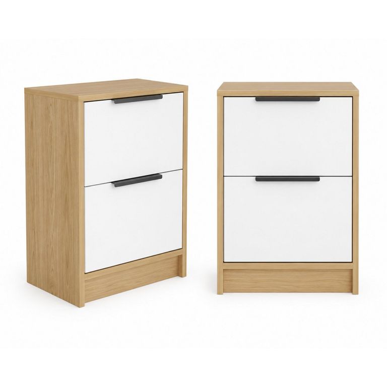 Set 2 Veladores 4 Cajón(es) Kaia 41x48x36.3 cm Miel/Blanco