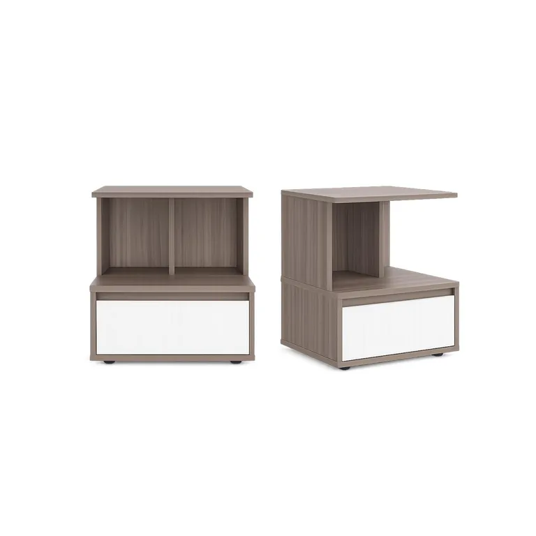 Set 2 Veladores 2 Cajón(es) Miki 40x51.6x35 cm Avellana/Blanco