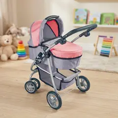 KIDSCOOL - Coche de Muñecas 3 en 1 Rosado Manilla Ajustable