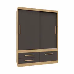 YARDAS - Clóset 2 Puerta(s) 3 Cajón(es) 2 Repisa(s) 137x180x52 cm Café Oscuro