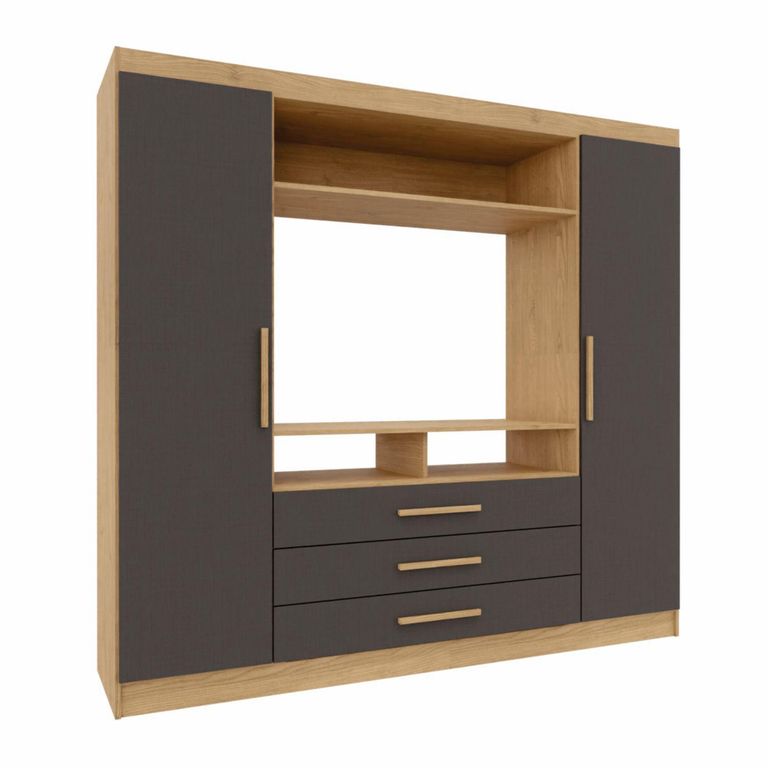 Clóset 2 Puerta(s) 3 Cajón(es) 3 Repisa(s) 193x180x45 cm Café Oscuro