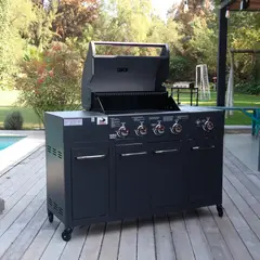 BBQ GRILL - Parrilla a Gas con Funda Buffalo 4 Quemadores 1 Quemador Lateral