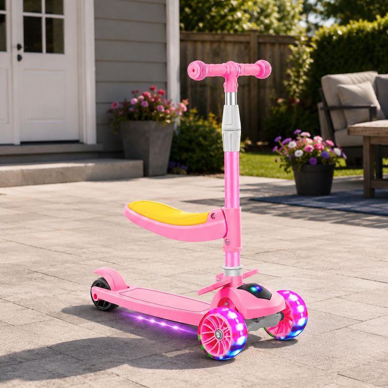 Scooter Plegable con Asiento Rosado Desde 18 meses