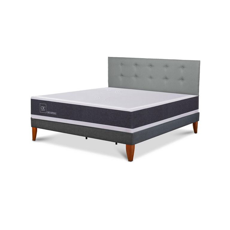 Cama Box King Europea Ortopedic Gris