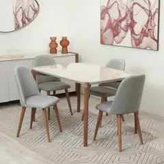 DECOCASA - Juego de Comedor 4 Sillas Mesa Rectangular 135x89x77 cm Beige