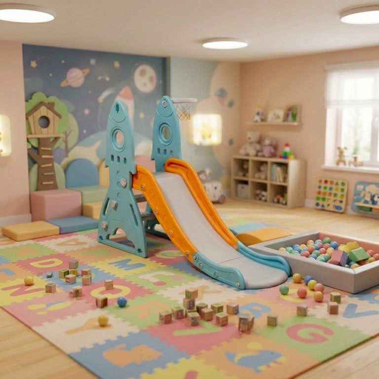 Resbalín Infantil con Aro de Básquetbol 69x102x157 cm Celeste