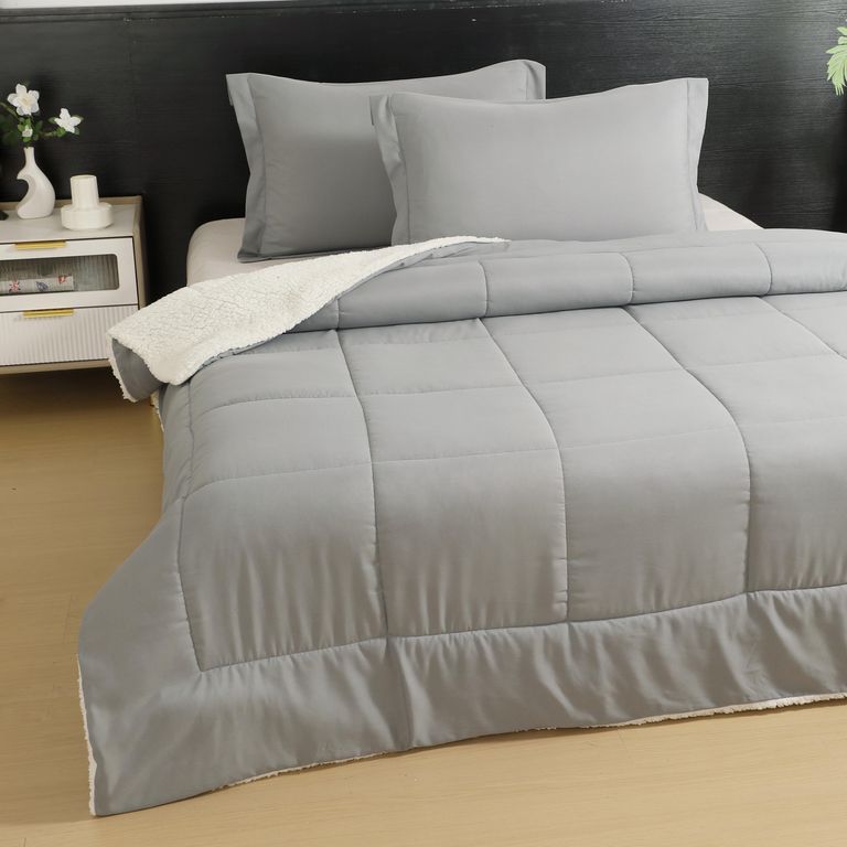 Plumón 1.5 plazas Sherpa Liso Gris