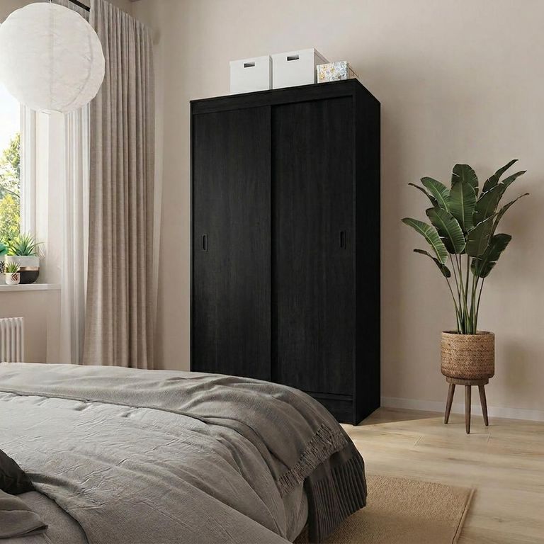 Clóset 2 Puerta(s) 3 Repisa(s) 100x180x51 cm Negro