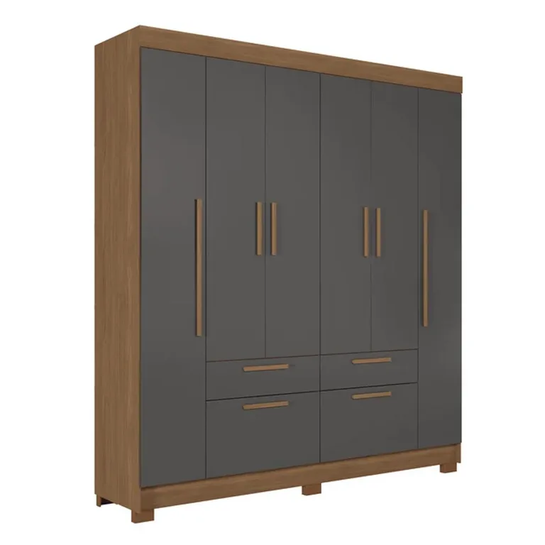 Clóset 6 Puerta(s) 4 Cajón(es) 6 Repisa(s) 194.4x214x46 cm Gris Oscuro