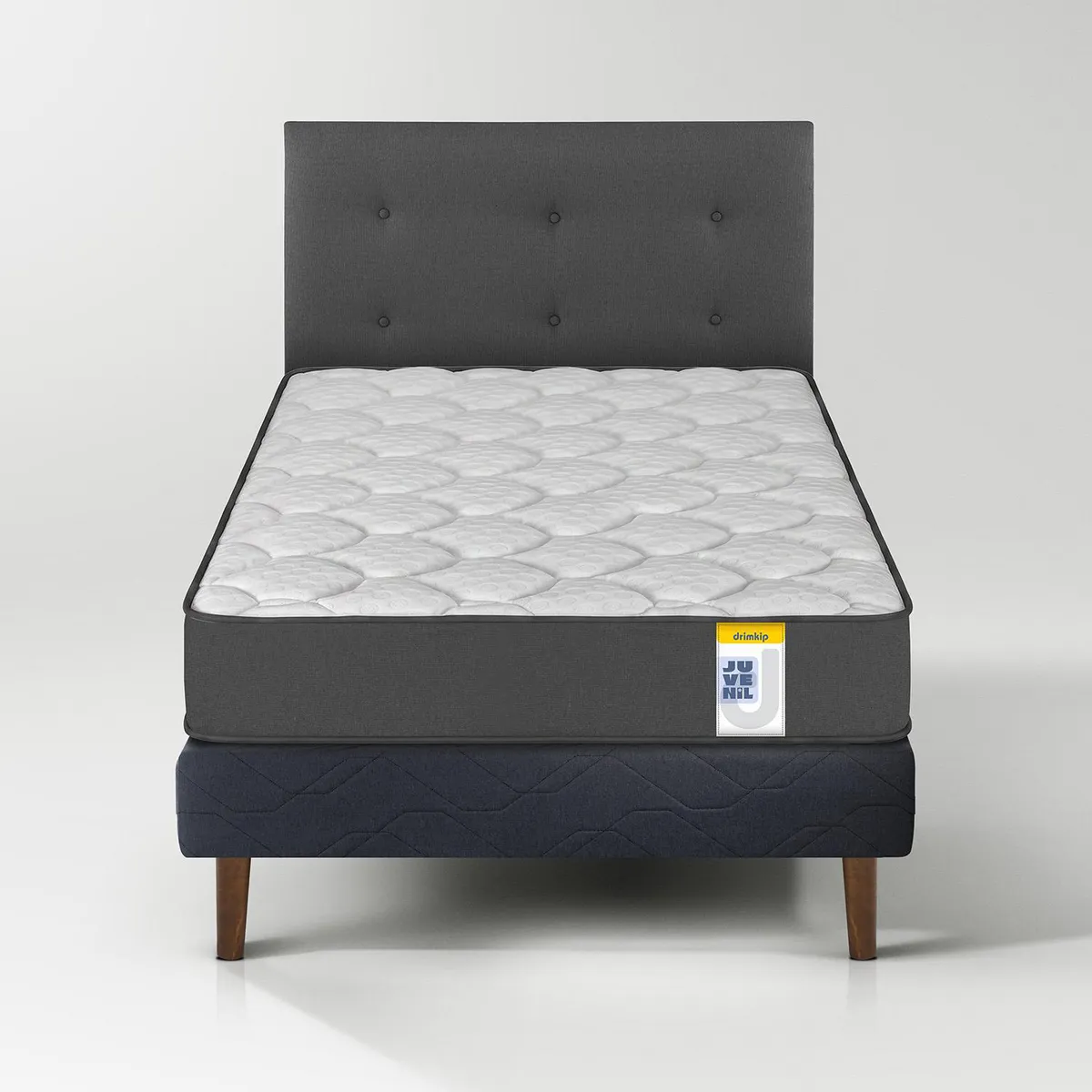 DRIMKIP - Cama con Respaldo 1.5 plazas Europea Juvenil Negro