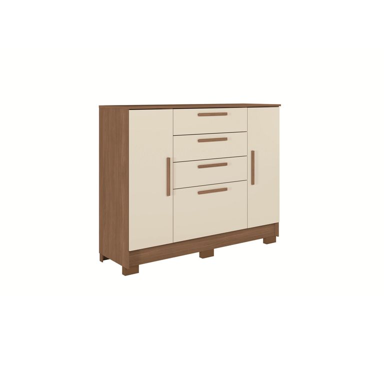 Cómoda 4 Cajón(es) Pinhais 130.2x100x42 cm Blanco Crema/ Café