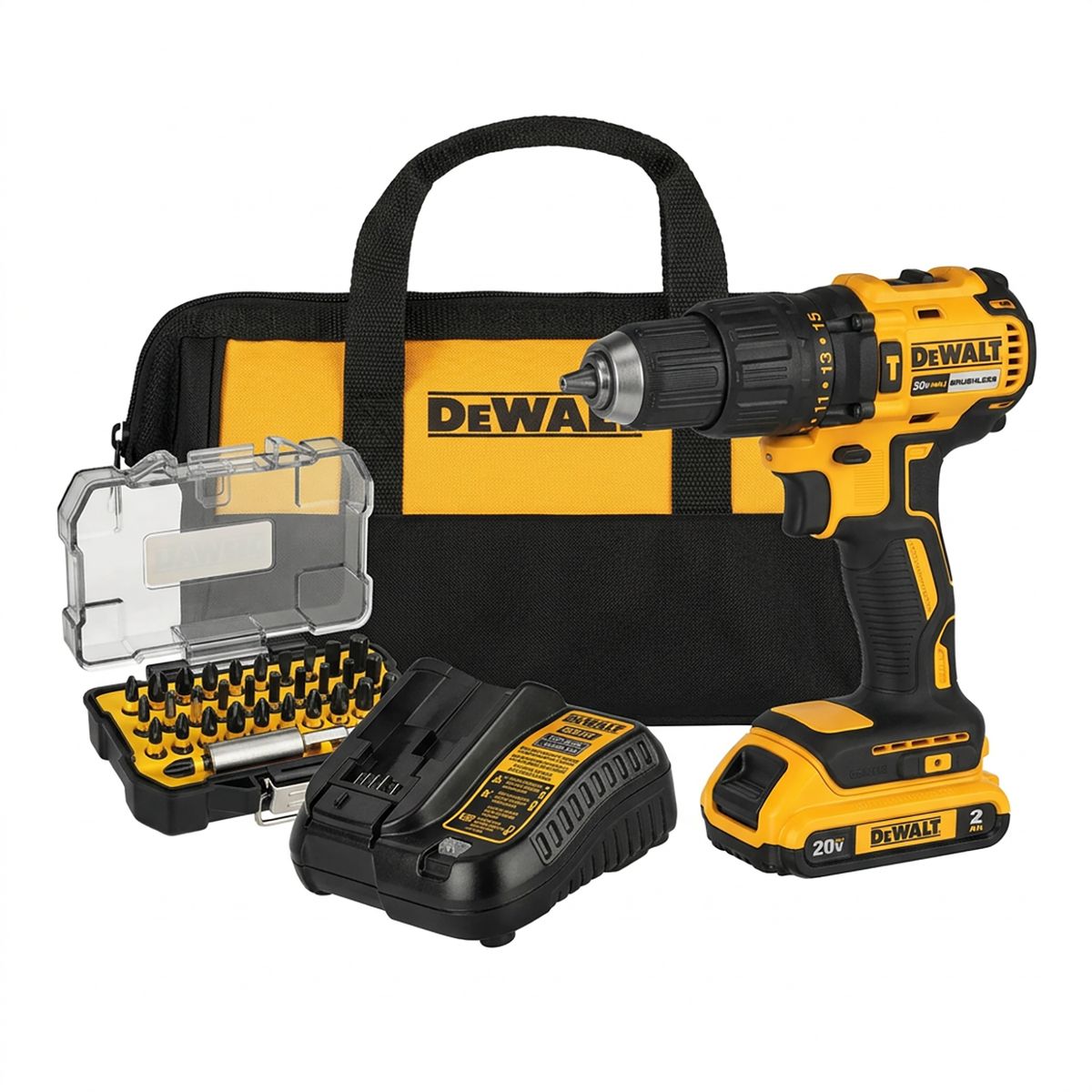 Kit de Taladro Percutor 20V + Set de Accesorios, marca DEWALT - Foto 2