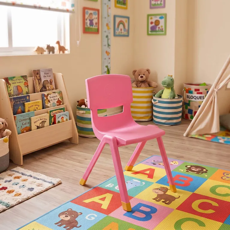 Silla Infantil Apilable Rosado 52x34x38 cm