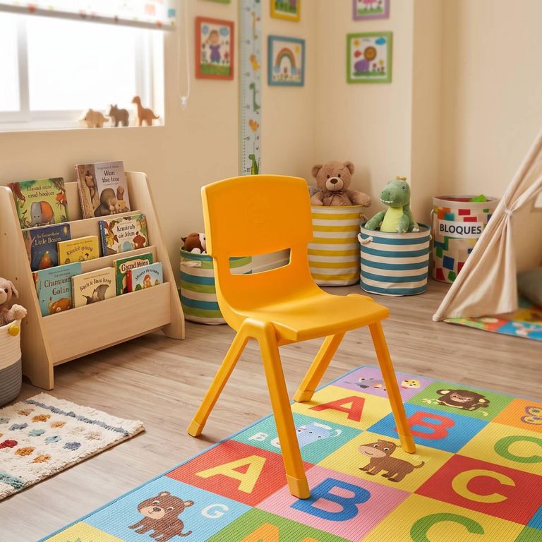 Silla Infantil Apilable Amarillo 52x34x38 cm