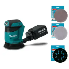 MAKITA - Lijadora Rotorbital 18V S/B Set Lija 80 Gr / 120 Gr + 1 Protector Lija