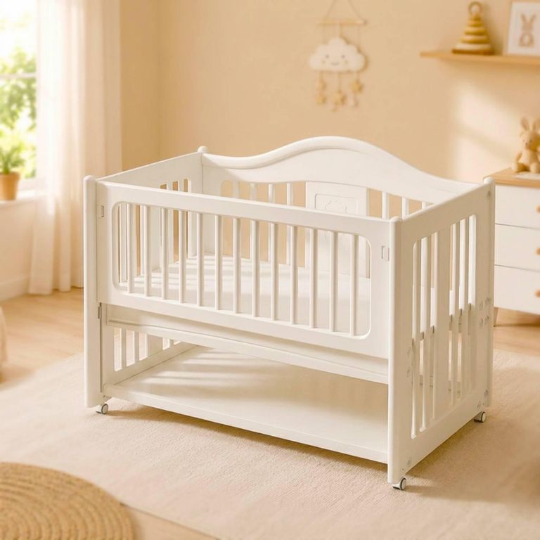 Cuna Colecho con Ruedas Blanco/Marfil 106x130x78 cm