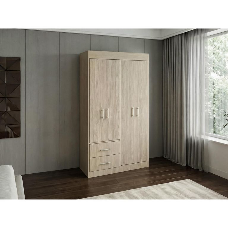 Clóset 4 Puerta(s) 2 Cajón(es) 3 Repisa(s) 100x180x46.8 cm Beige