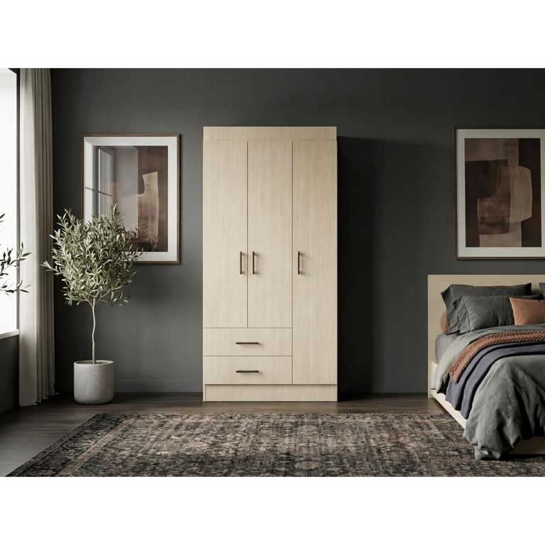 Clóset 3 Puerta(s) 2 Cajón(es) 3 Repisa(s) 90x180x47.3 cm Beige