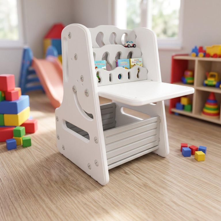 Escritorio Pizarra Librero Infantil 4 en 1 Blanco/Gris 44x69x47 cm