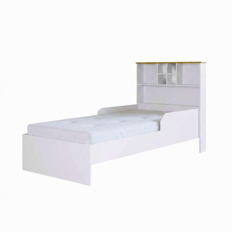 Cama con Estante y Barandas 1 plaza Infantil Transición Blanco