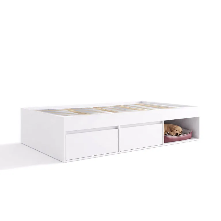 Cama Infantil Puertas y Espacio para Mascota 1 plaza de Estructura Pet Blanco
