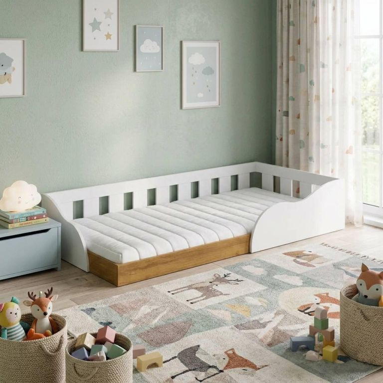 Cama Montessori con Barandas 1 plaza Infantil Memphis Blanco