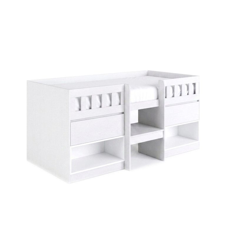 Cama con Almacenaje 1 plaza Infantil Funcional Blanco