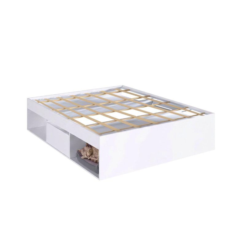 Cama con Cajones y Cama Mascota Integrada 2 plazas de Estructura Pet Blanco