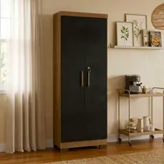 BE DESIGN - Alacena Armario Multiuso 2 Puerta(s) 5 Repisa(s) 60.9x187x37.3 cm Canela/Negro