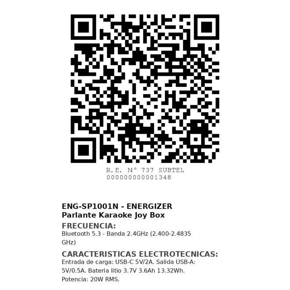 Energizer ENG-SP1001N Negro, foto 5