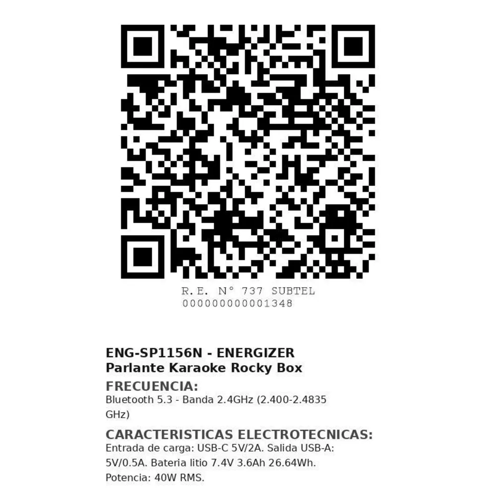 Energizer ENG-SP1156N Negro, foto 5