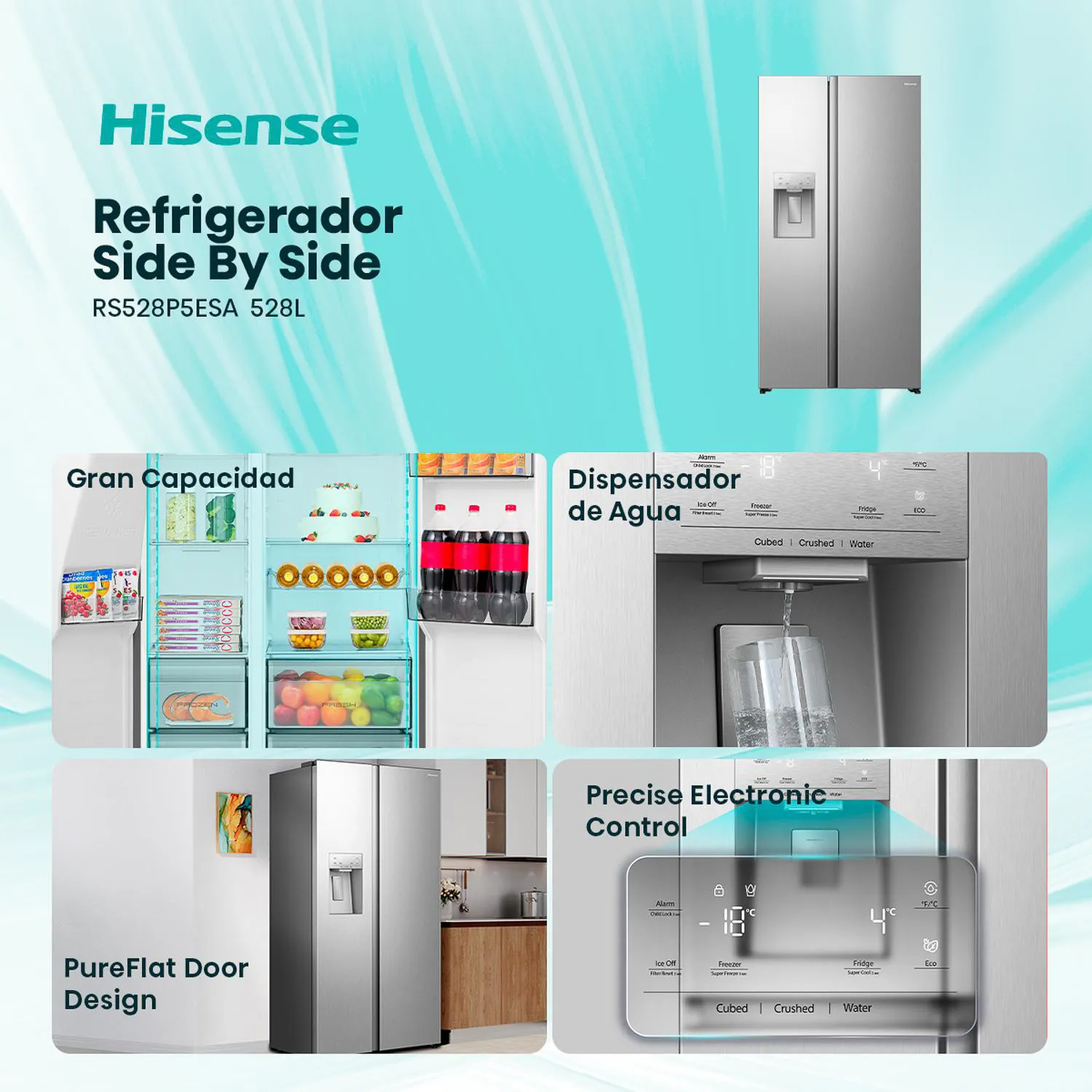 HISENSE Refrigerador Side by Side No Frost 528 Litros Inox