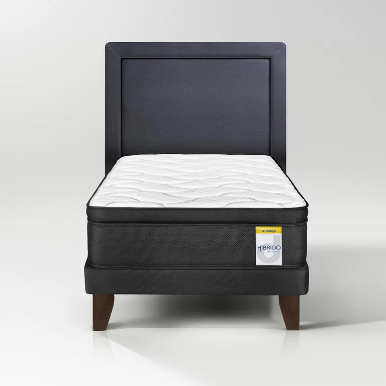 Cama Europea 1.5 plazas Europea Hibrido Premium Negro
